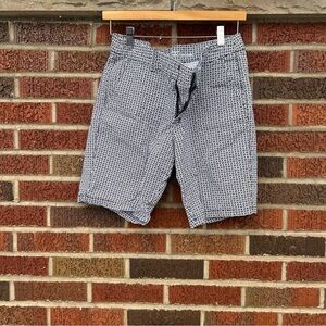 GAP Navy Blue and White Patterned Khaki Mid Rise Chino Bermuda Shorts